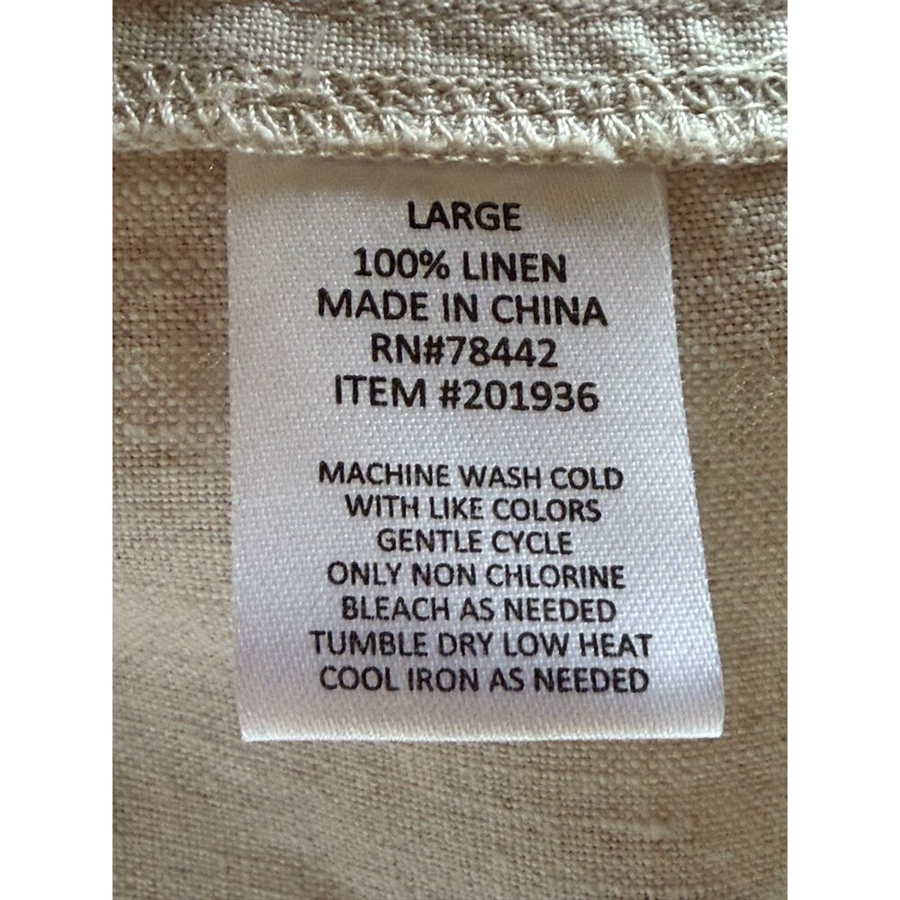 Allen Allen 100% Linen Wide Leg Drawstring Pants Size Large Natural - Picture 6 of 6